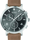 Buy Shop Hugo Boss Spirit Grey Dial Brown Leather Strap Watch for Men - 1513691 USA Online