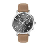 Buy Shop Hugo Boss Spirit Grey Dial Brown Leather Strap Watch for Men - 1513691 USA Online