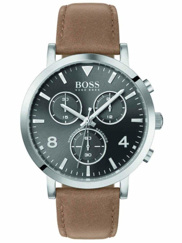 Buy Shop Hugo Boss Spirit Grey Dial Brown Leather Strap Watch for Men - 1513691 USA Online