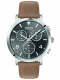 Buy Shop Hugo Boss Spirit Grey Dial Brown Leather Strap Watch for Men - 1513691 USA Online