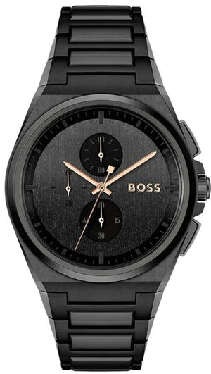 Buy Shop Hugo Boss Steer Analog Black Dial Black Steel Strap Watch For Men - 1514068 USA Online