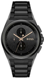 Buy Shop Hugo Boss Steer Analog Black Dial Black Steel Strap Watch For Men - 1514068 USA Online