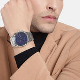 Buy Shop Hugo Boss Steer Chronograph Blue Dial Silver Steel Strap Watch For Men - 1514048 USA Online