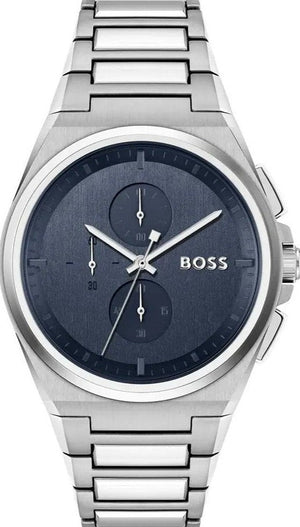 Buy Shop Hugo Boss Steer Chronograph Blue Dial Silver Steel Strap Watch For Men - 1514048 USA Online
