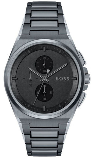Buy Shop Hugo Boss Steer Chronograph Quartz Grey Dial Grey Steel Strap Watch For Men - 1513996 USA Online