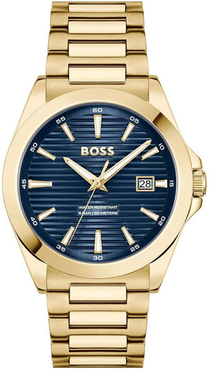 Buy Shop Hugo Boss Strike Blue Dial Gold Steel Strap Watch for Men - 1514172 USA Online