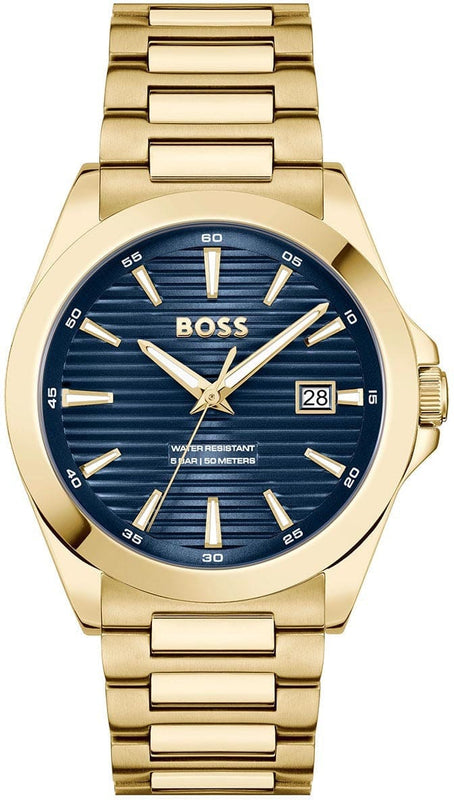 Buy Shop Hugo Boss Strike Blue Dial Gold Steel Strap Watch for Men - 1514172 USA Online