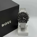 Buy Shop Hugo Boss Strike Chronograph Black Dial Silver Steel Strap Watch for Men - 1514290 USA Online