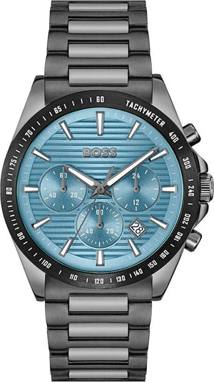 Buy Shop Hugo Boss Strike Chronograph Blue Dial Black Steel Strap Watch for Men - 1514242 USA Online