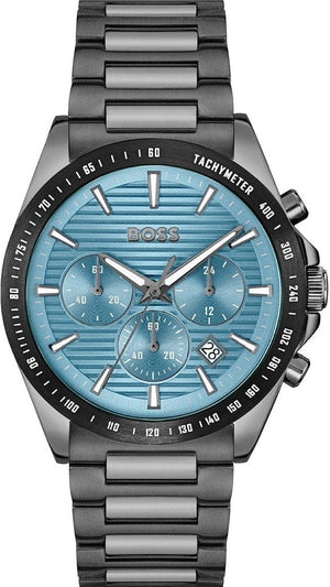 Buy Shop Hugo Boss Strike Chronograph Blue Dial Black Steel Strap Watch for Men - 1514242 USA Online