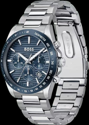 Buy Shop Hugo Boss Strike Chronograph Blue Dial Silver Steel Strap Watch for Men - 1514240 USA Online