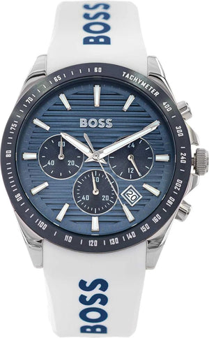 Buy Shop Hugo Boss Strike Chronograph Blue Dial White Rubber Strap Watch for Men - 1514238 USA Online