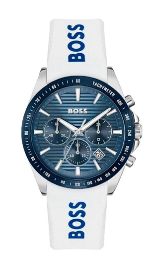 Buy Shop Hugo Boss Strike Chronograph Blue Dial White Rubber Strap Watch for Men - 1514238 USA Online