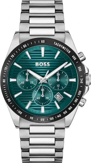 Buy Shop Hugo Boss Strike Chronograph Green Dial Silver Steel Strap Watch for Men - 1514241 USA Online