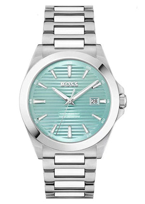 Buy Shop Hugo Boss Strike Turquoise Blue Dial Silver Steel Strap Watch for Men - 1514171 USA Online