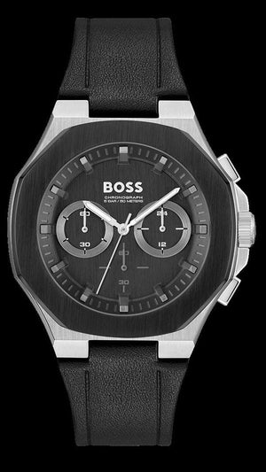 Buy Shop Hugo Boss Taper Chronograph Black Dial Black Leather Strap Watch for Men - 1514085 USA Online