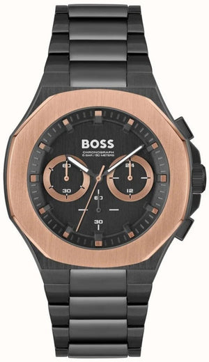 Buy Shop Hugo Boss Taper Chronograph Black Dial Black Steel Strap Watch for Men - 1514090 USA Online
