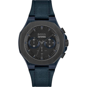 Buy Shop Hugo Boss Taper Chronograph Black Dial Blue Leather Strap Watch for Men - 1514086 USA Online