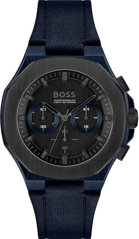 Buy Shop Hugo Boss Taper Chronograph Black Dial Blue Leather Strap Watch for Men - 1514086 USA Online