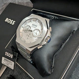 Buy Shop Hugo Boss Taper Chronograph White Dial Silver Steel Strap Watch for Men - 1514087 USA Online