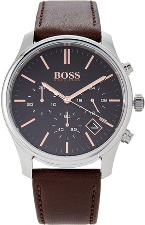 Buy Shop Hugo Boss Time One Black Dial Brown Leather Strap Watch for Men - 1513448 USA Online