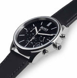 Buy Shop Hugo Boss Time One Chronograph Black Dial Black Leather Strap Watch for Men - 1513430 USA Online
