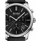Buy Shop Hugo Boss Time One Chronograph Black Dial Black Leather Strap Watch for Men - 1513430 USA Online