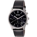 Buy Shop Hugo Boss Time One Chronograph Black Dial Black Leather Strap Watch for Men - 1513430 USA Online