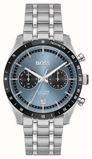 Buy Shop Hugo Boss Tourmaster Chronograph Blue Dial Silver Steel Strap Watch for Men - 1514286 USA Online