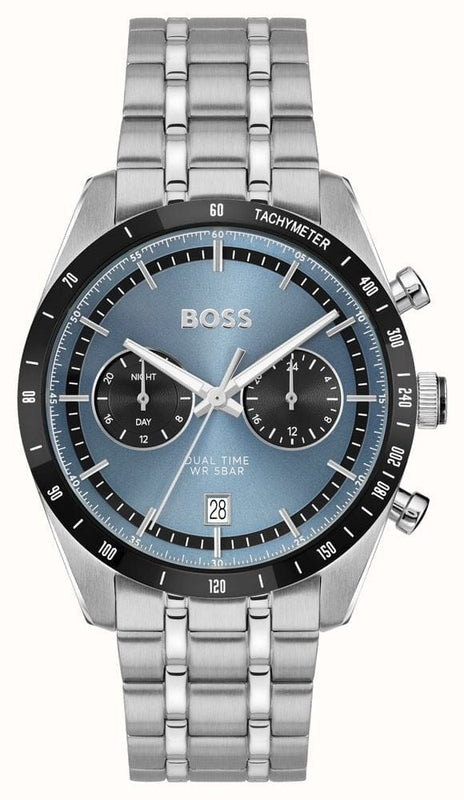 Buy Shop Hugo Boss Tourmaster Chronograph Blue Dial Silver Steel Strap Watch for Men - 1514286 USA Online