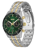Buy Shop Hugo Boss Tourmaster Chronograph Green Dial Two Tone Steel Strap Watch for Men - 1514287 USA Online