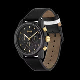 Buy Shop Hugo Boss Trace Chronograph Black Dial Black Leather Strap Watch for Men - 1514003 USA Online