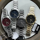 Buy Shop Hugo Boss Trace Chronograph Black Dial Gold Steel Strap Watch For Men - 1514006 USA Online