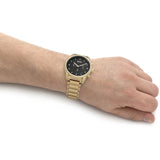 Buy Shop Hugo Boss Trace Chronograph Black Dial Gold Steel Strap Watch For Men - 1514006 USA Online
