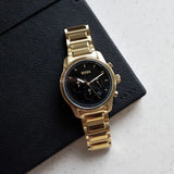 Buy Shop Hugo Boss Trace Chronograph Black Dial Gold Steel Strap Watch For Men - 1514006 USA Online