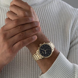 Buy Shop Hugo Boss Trace Chronograph Black Dial Gold Steel Strap Watch For Men - 1514006 USA Online
