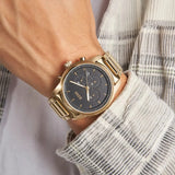 Buy Shop Hugo Boss Trace Chronograph Black Dial Gold Steel Strap Watch For Men - 1514006 USA Online