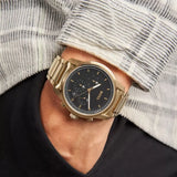Buy Shop Hugo Boss Trace Chronograph Black Dial Gold Steel Strap Watch For Men - 1514006 USA Online