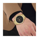 Buy Shop Hugo Boss Trace Chronograph Black Dial Gold Steel Strap Watch For Men - 1514006 USA Online