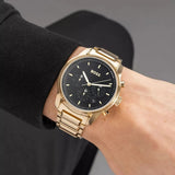 Buy Shop Hugo Boss Trace Chronograph Black Dial Gold Steel Strap Watch For Men - 1514006 USA Online
