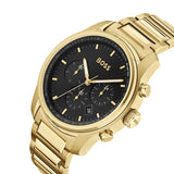 Buy Shop Hugo Boss Trace Chronograph Black Dial Gold Steel Strap Watch For Men - 1514006 USA Online