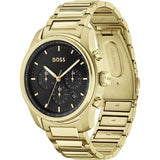 Buy Shop Hugo Boss Trace Chronograph Black Dial Gold Steel Strap Watch For Men - 1514006 USA Online