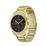 Buy Shop Hugo Boss Trace Chronograph Black Dial Gold Steel Strap Watch For Men - 1514006 USA Online