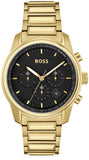 Buy Shop Hugo Boss Trace Chronograph Black Dial Gold Steel Strap Watch For Men - 1514006 USA Online