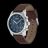 Buy Shop Hugo Boss Trace Chronograph Blue Dial Brown Leather Strap Watch for Men - 1514002 USA Online