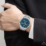 Buy Shop Hugo Boss Trace Chronograph Quartz Blue Dial Silver Steel Strap Watch For Men - 1514007 USA Online