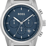 Buy Shop Hugo Boss Trace Chronograph Quartz Blue Dial Silver Steel Strap Watch For Men - 1514007 USA Online