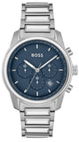 Buy Shop Hugo Boss Trace Chronograph Quartz Blue Dial Silver Steel Strap Watch For Men - 1514007 USA Online