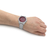Buy Shop Hugo Boss Trace Chronograph Red Dial Silver Steel Strap Watch For Men - 1514004 USA Online