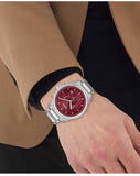 Buy Shop Hugo Boss Trace Chronograph Red Dial Silver Steel Strap Watch For Men - 1514004 USA Online